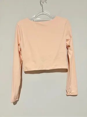Double lined long‎ sleeve Active cutout crop top light pink size 12 thumbnail 2