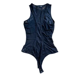 NWT A’Gaci Black lace & mesh bodysuit S floral lace sexy body suit club festival thumbnail 2