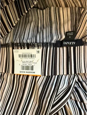 Alfani Black and White Striped Wide Leg Pants thumbnail 3