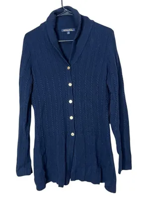 Brooks Brothers Knit Blue Cashmere Blend Button Front Cardigan Sweater‎ Size M thumbnail 1