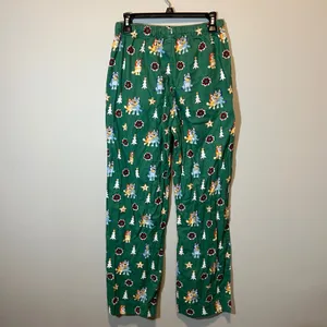 Hanna Andersson Bluey Christmas Flannel Pajama Set Green Women's Small 2 Piece thumbnail 6