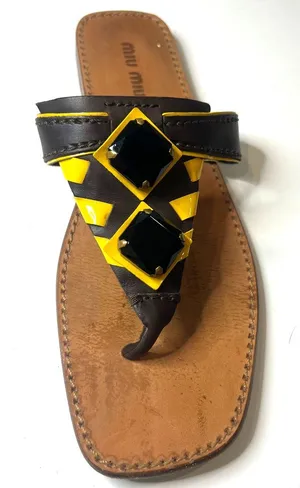 7 Vintage archival Miu Miu jeweled leather thong sandals gemstone embellishments thumbnail 1
