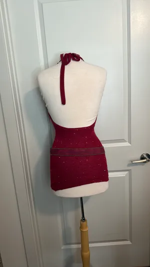 SheIn sparkly red dress with belt thumbnail 2