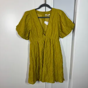 Madewell Annamarie Mini Dress Citrus Lime Cutout Back‎ V-Neck Size 6 NWT linen thumbnail 2