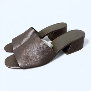 Vince Karissa Metallic Leather Slide Block Heel Sandals Size 8 Quiet Luxury Y2K thumbnail 8