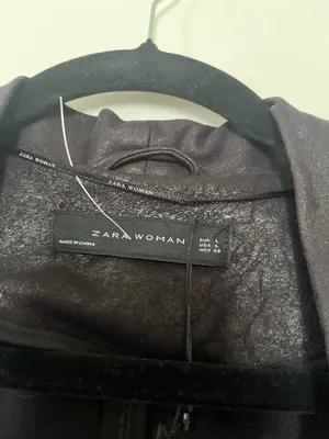 Zara Faux Suede Draped Jacket Large Black Waterfall Open Front Minimalist Chic thumbnail 2