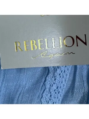 Rebellion Again Light Blue Lace Button-Up Tank Top, Size Large thumbnail 3
