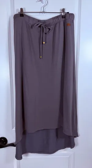Peace Love World Boheme High-Low Knit Maxi Skirt with Drawstring Waist thumbnail 1