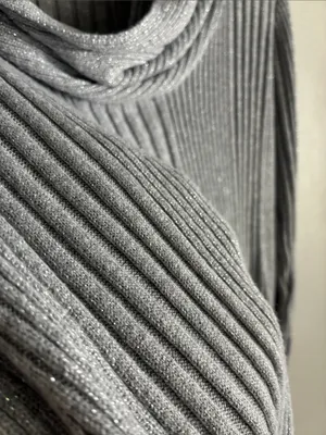 Joseph A Women’s M Silver Metallic Lurex Ribbed Cowl Neck Sweater Y2K thumbnail 4