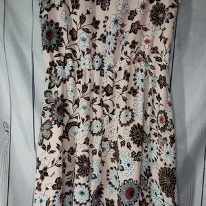 Loft Pink Floral Flutter Sleeve Boho Feminine Dress Size L thumbnail 8
