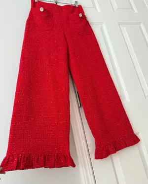 Anthropologie Maeve The Colette Crop Wide-Leg Pants: Tweed Edition, Size 27 thumbnail 10