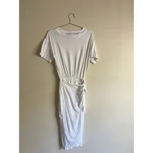 Free People Leila Midi Dress Size XS White Short Sleeve Tie‎ Waist thumbnail 2
