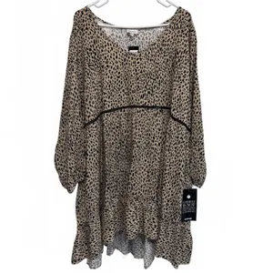 Avenue Leopard Stance High Low Tunic Blouse Plus Size 30/32 thumbnail 2