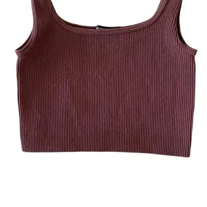 Zara Rust Brown Ribbed Knit Seamless Crop Tank Top SZ XS #1711 thumbnail 6