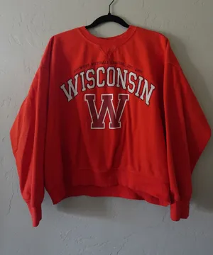 Red Embroidered University of Wisconsin Crewneck thumbnail 1
