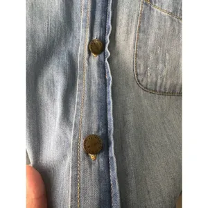 Current/Elliott The Prep School Light Wash Chambray Denim Shirt Small thumbnail 7