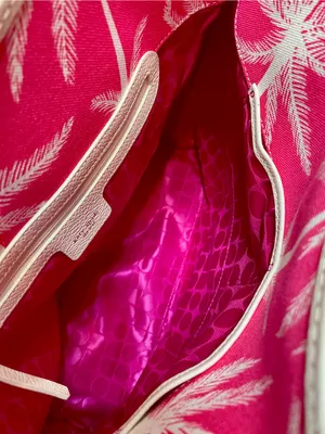 Kate Spade Vintage Hot Pink Monkey Palm Tote Bag w Oval Handles Noel Dot Stamped thumbnail 6