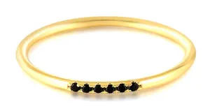 Dainty 14k‎ Gold Plated S925 Black Melee Diamond Ring, Size 7 thumbnail 1