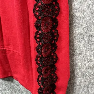 Soho‎ Street New York Company Hoodie Womens Medium Red Full Zip Lace Accent thumbnail 8
