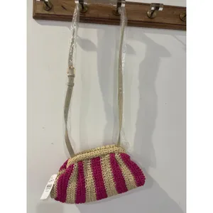 NWT Ann Taylor Loft Woven Straw Dumpling Handbag thumbnail 7