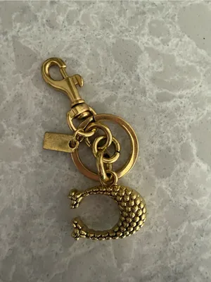 Gold-Tone Letter C Keychain Charm with Lobster Clasp plaid design thumbnail 3