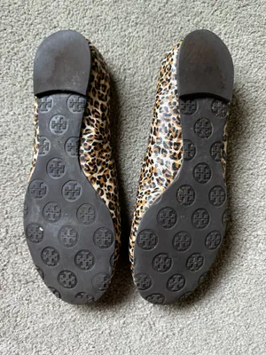 Tory Burch Leopard Ballet Flats with Gold Logo Medallions thumbnail 2