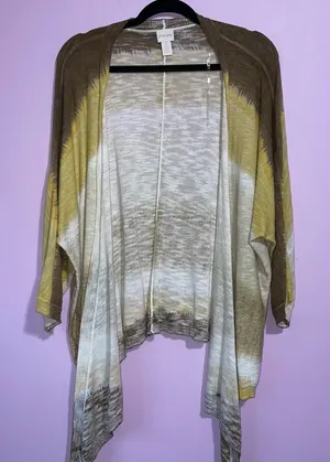 Chico's Cardigan Womens Size L Open Front Knit Kimono Boho Tie Dye Beachy thumbnail 1