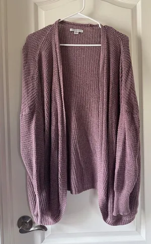 American Eagle Outfitters Dusty Mauve Open-Front Knit Cardigan / C74 thumbnail 1