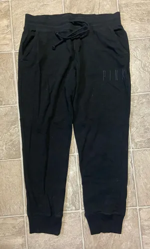 PINK Victoria's Secret Black Sweatpants with Pink Logo- Latge thumbnail 1