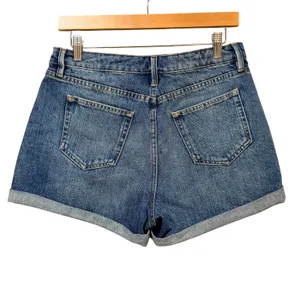 Sezane‎ Denim Shorts Medium Wash Organic Cotton Cuffed High Rise Size 38 US 6 thumbnail 2