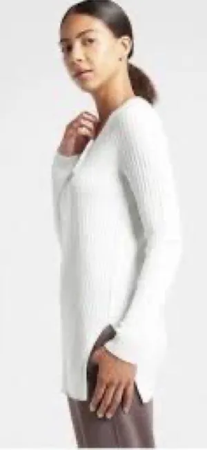 ATHLETA Lincoln Park Ribbed Crew Neck Long White Pullover Sweater Sz S thumbnail 2