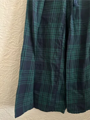 Edikted Lounge Around Plaid Wide Leg Pants Navy Blue Green Small thumbnail 8