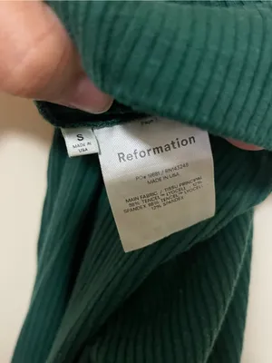 Reformation Deep Green Ribbed Wide-Leg Pants thumbnail 5