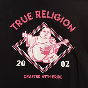 True Religion Buddha World Tour 2002 Los Angeles Black V-neck Tee Size Large thumbnail 4