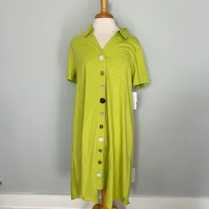 NEW NWT Soft Surroundings Lime Green Midi Dress thumbnail 5