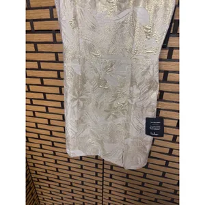 Lulus Shine for Us Cream Metallic Tropical Jacquard Mini‎ Dress Size XS thumbnail 6