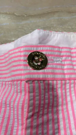 Lilly Pulitzer Pink Striped Shorts with Embellished Design Women’s 6 / Read Description The waist was modified and now is 24 inches. This short is for a girl with small waist (Please See the pics) thumbnail 3