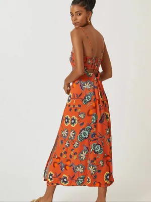 Anthro/ Maeve Floral Cross-Back Maxi Dress thumbnail 2