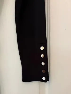NWT!! Ann Taylor Long Sleeve Mock Neck MIDI Dress in Black with Waist Tie thumbnail 2