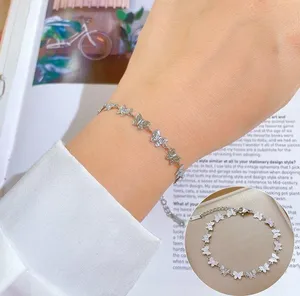 Adjustable Butterfly Charm Bracelet for Women Silver thumbnail 3