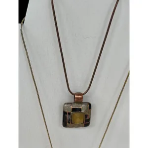 Bronze & Gold Multi-Style Pendant Necklace Set- 5 piece set thumbnail 5