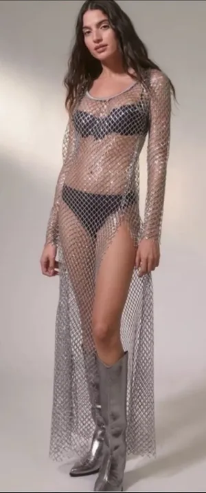 For Love & Lemons Fawn sheer fishnet midi dress NWT thumbnail 1