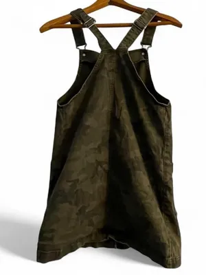 SO Clothing Junior's S Olive Green Camo Full Zip Pocket Front Overall Mini Dress thumbnail 2