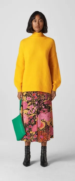 Whistles Yellow Oversized Funnel Neck Knit Wool‎ Blend Sweater M 2260969 thumbnail 1
