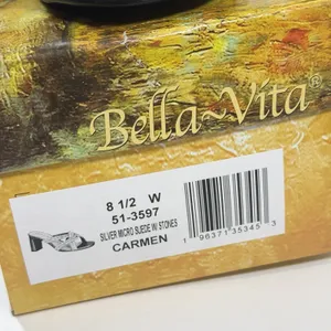 Bella Vita Size-8.5 W Women's Heels‎ Carmen Silver Micro Suede Stones Sandals thumbnail 6
