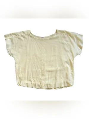 Dylan Clothing Sundance Catalog Butter Yellow Bubble Hem Cotton Top XS thumbnail 3