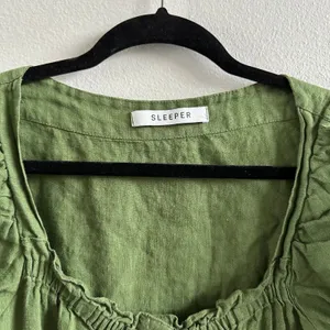 SLEEPER Brigitte Button Down Olive Green Midi Dress in Size Small thumbnail 3
