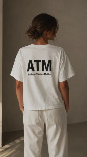 ATM Anthony Thomas Melillo White Boxy Tee Size M EUC Black Size M thumbnail 1