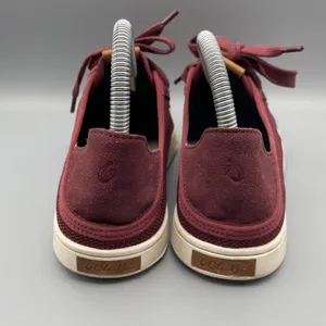 Olukai Shoes Women Size 7.5 Maroon Burgundy Knit Mesh Sneakers Coastal Pehuea Li thumbnail 8