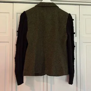 Kensie wool blend tweed popcorn knit sleeve blazer m thumbnail 5
